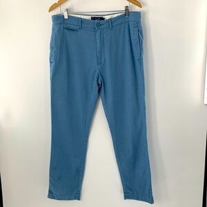 Grayers Men Pants Bombfell Linen Cotton Blend Blue Flat Front Pockets Sz 33x30